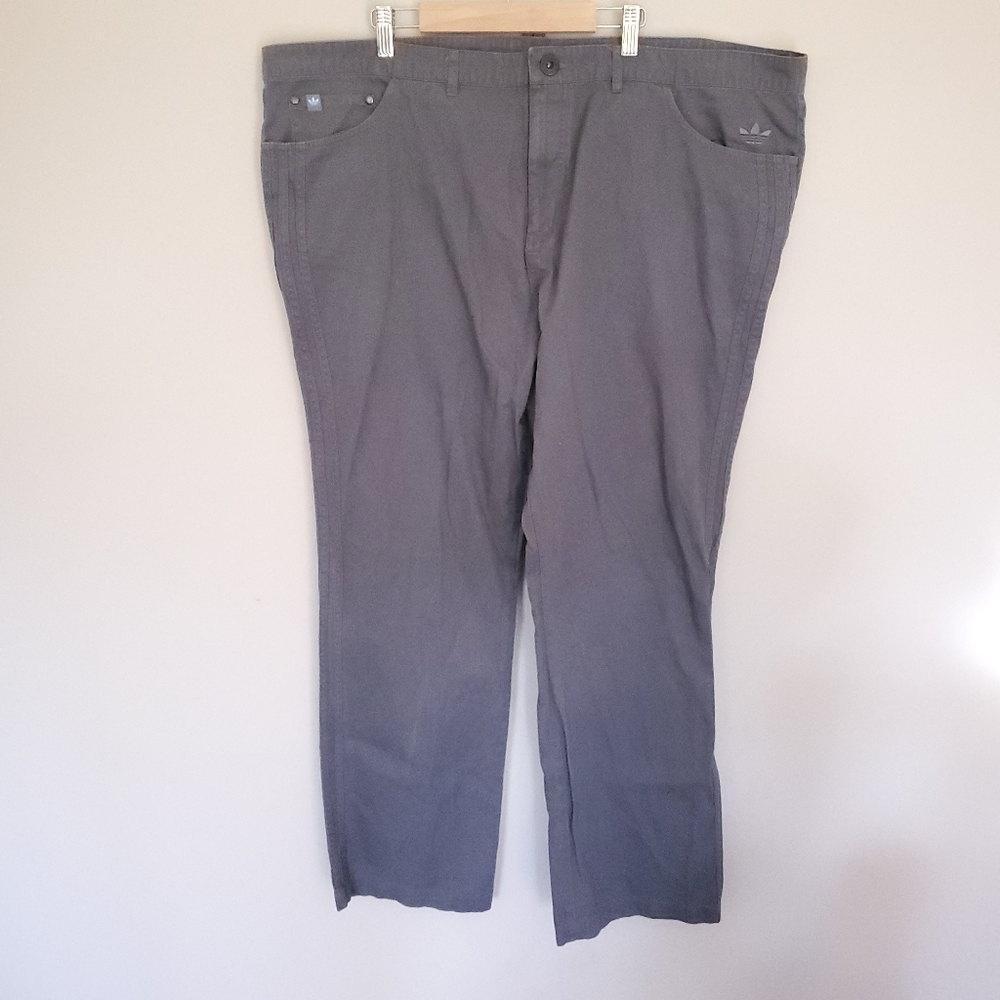 Adidas gray chinos w/ side stripes 2XL